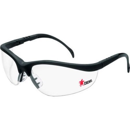 CREWS MCR Safety KD110  Klondike Safety Glasses, Black Frame, Clear Lens, Anti-Fog KD110**